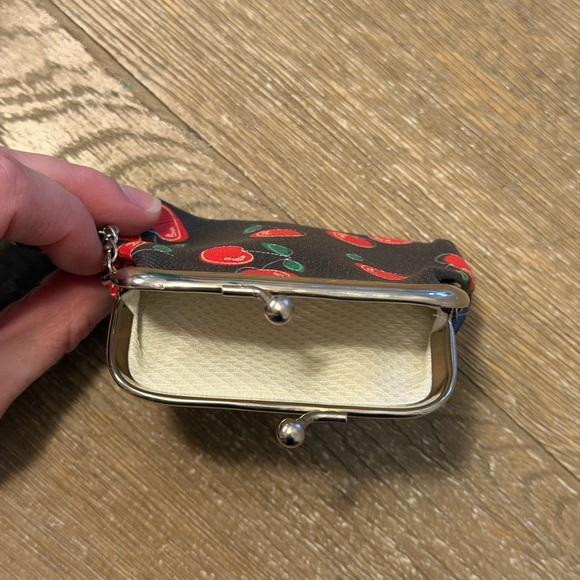Cherry Print Coin Purse with Keychain - Picture 4 of 7
